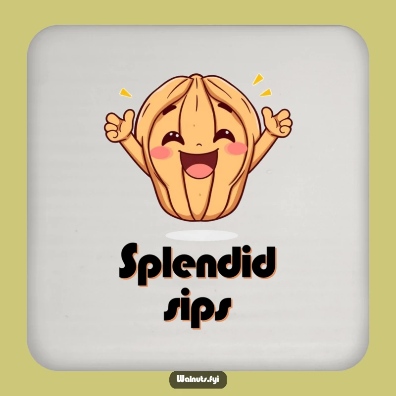 Funny Kawaii Walnut Split Coaster - Protect Surfaces with Victory Humor