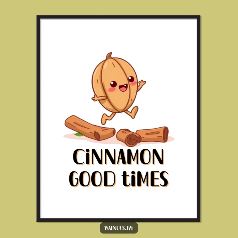 Funny Giggling Walnut Skipping Cinnamon Trail Poster - Joyful Wall Art