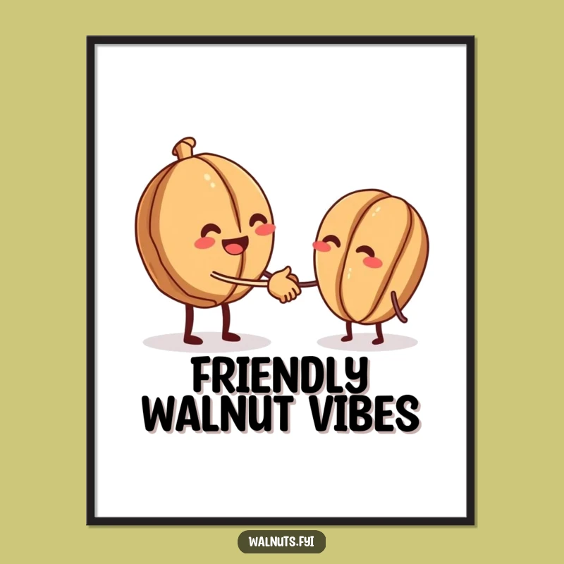 Funny Walnut Handshake Poster - Warm Nutty Connection Art Gift