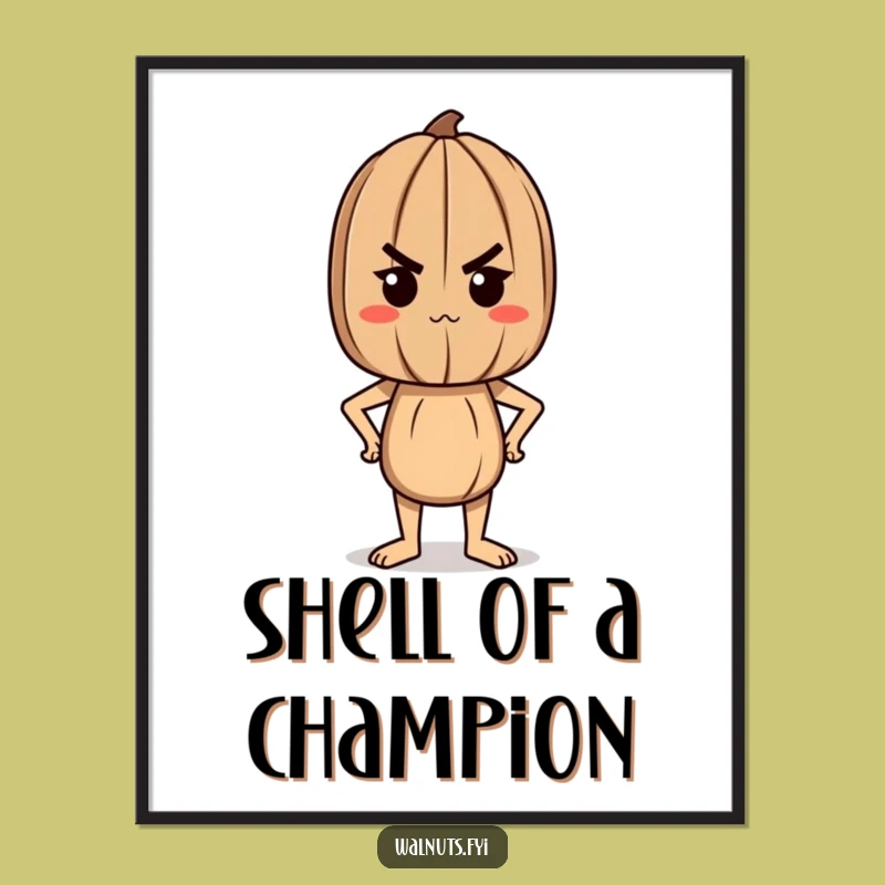 Funny Determined Walnut Poster, Motivational Art for the Proud Spirit
