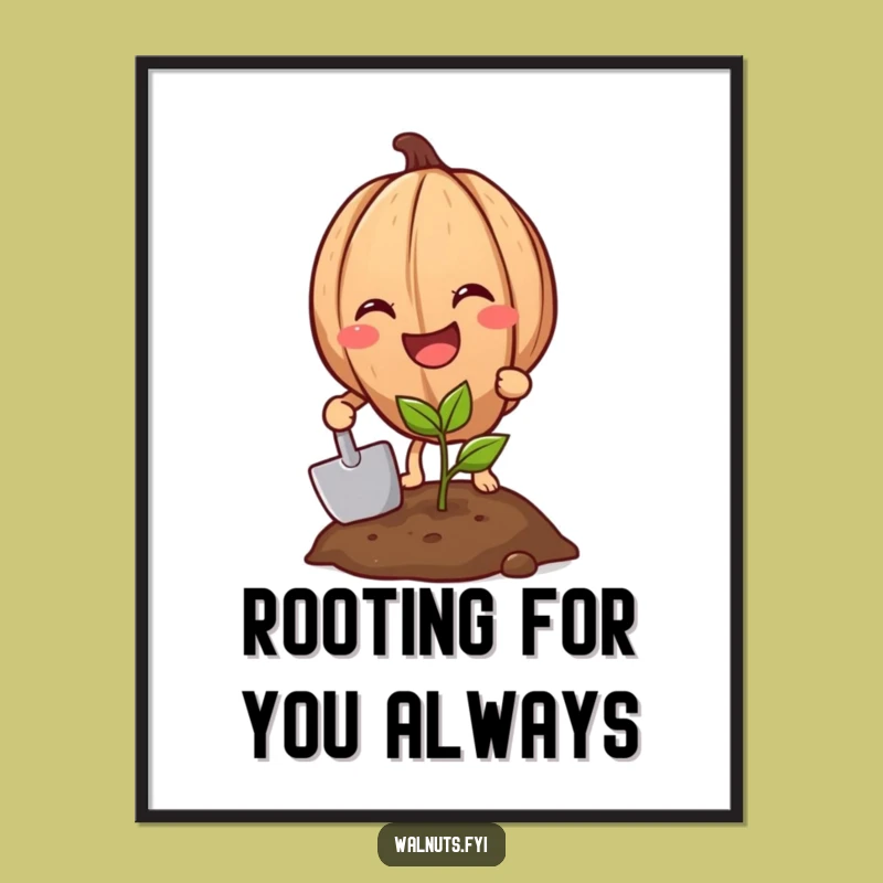 Funny Grinning Walnut Planting Poster - Hilarious Wall Art for Garden Humor