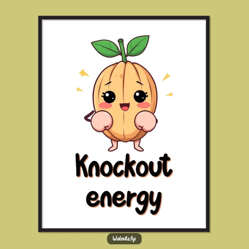 Funny Happy Walnut Poster: Tiny Boxer Art, Knockout Vibes, Perfect Funny Gift Decor