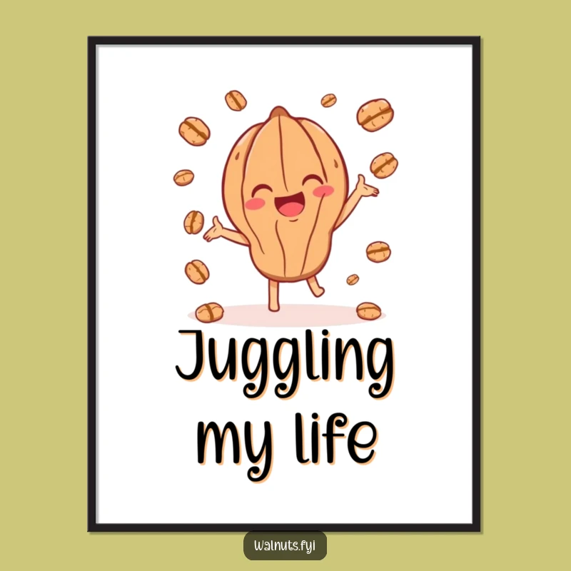 Funny Juggling Walnut Poster: Joyful Character Playing, Vibrant Funny Gift Decor