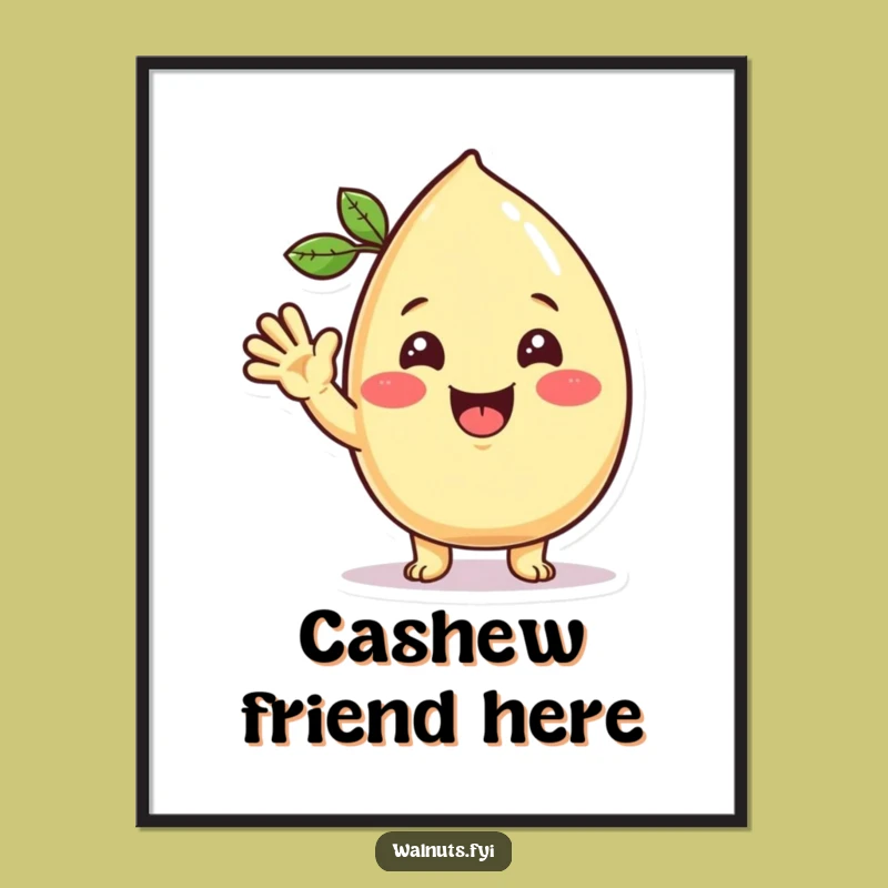 Funny Kawaii Cashew Wave Poster - Cheerful Wall Art for Welcoming Spaces