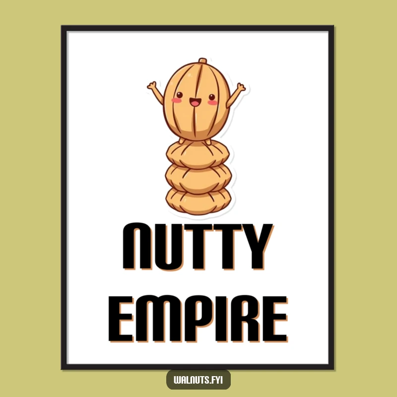 Funny Kawaii Walnut Balance Poster - Wall Art That Towers with Humor