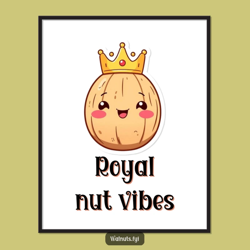 Funny Kawaii Walnut King Poster: Royal Nutty Art for Your Walls, Perfect Funny Gift!