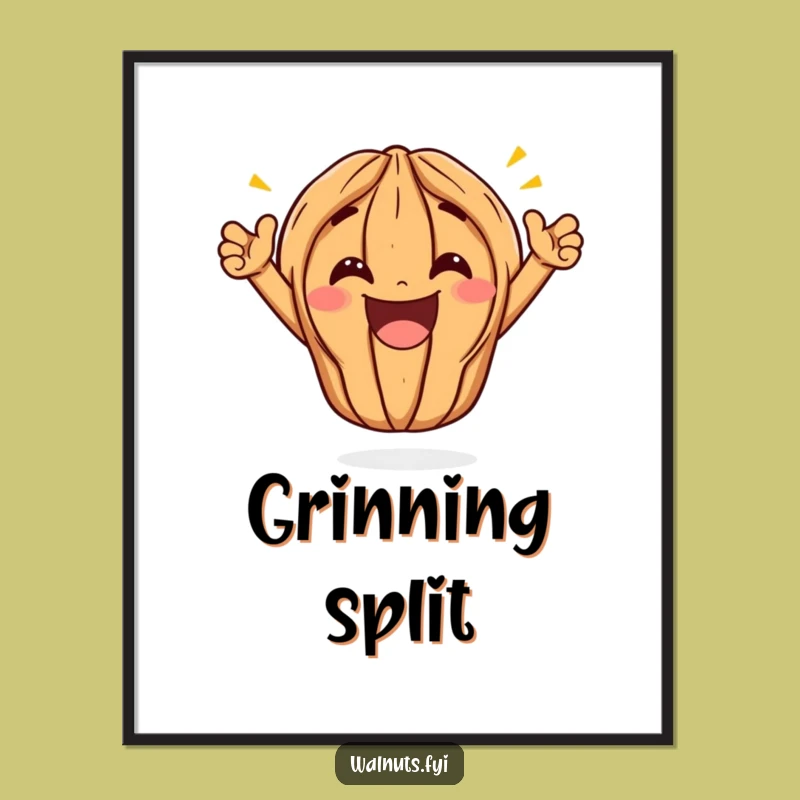 Funny Kawaii Walnut Split Poster - Wall Art That Celebrates Humor