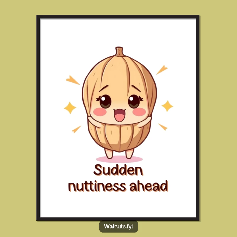 Funny Surprised Walnut Poster - Hilarious Shocked Nut Wall Art Gift