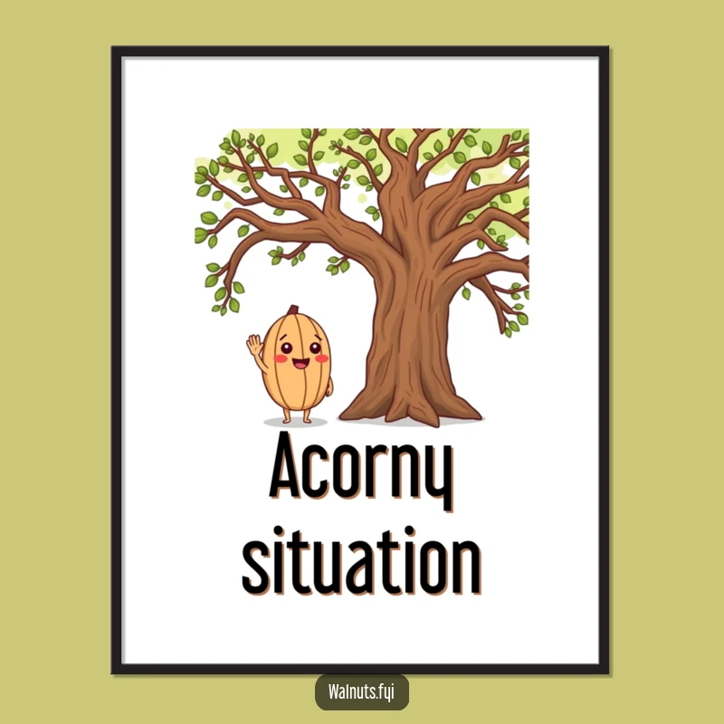 Funny Walnut Salutes Oak Tree Poster: Cheerful Wall Art Decor