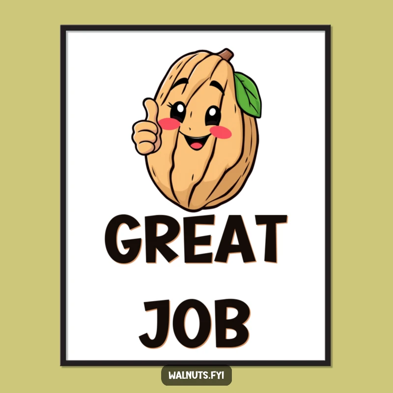 Funny Thumbs Up Walnut Poster - Positive & Hilarious Wall Art Gift