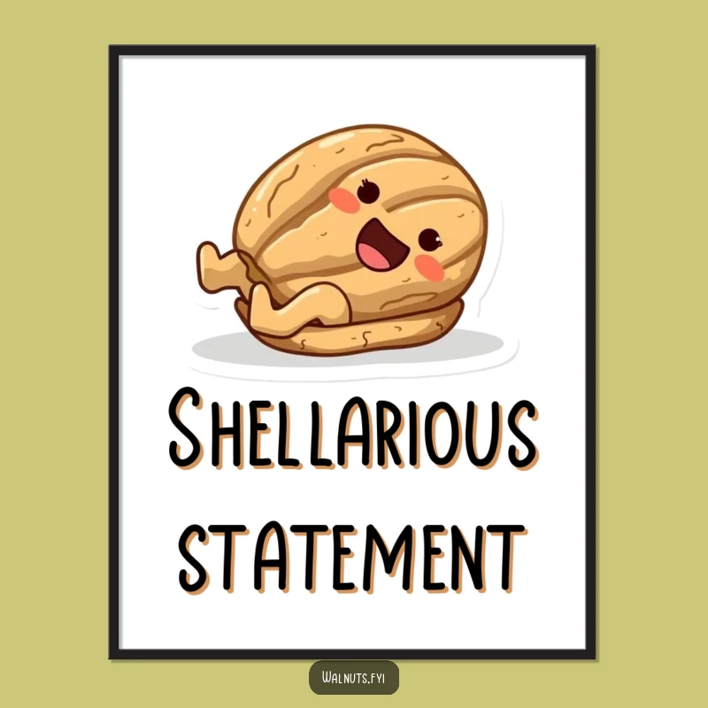 Funny Joyful Walnut Sliding Shell Poster - Whimsical Wall Art Gift