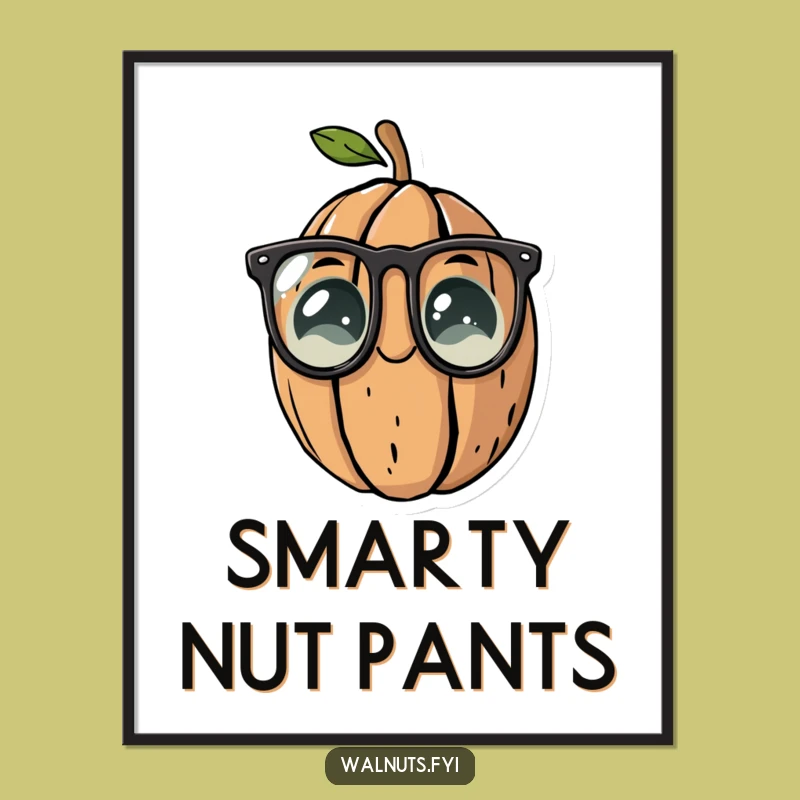 Funny Walnut Glasses Poster: Smart Decor for Bookish Laughs!