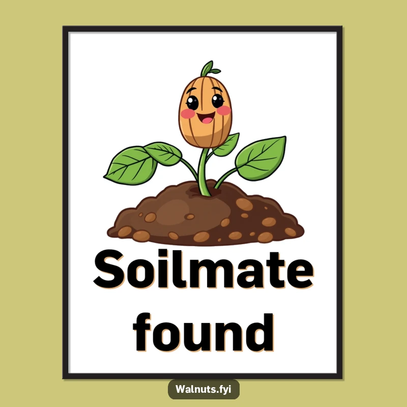 Funny Walnut Sprout Poster: Uplifting Art for a Cheerful Home