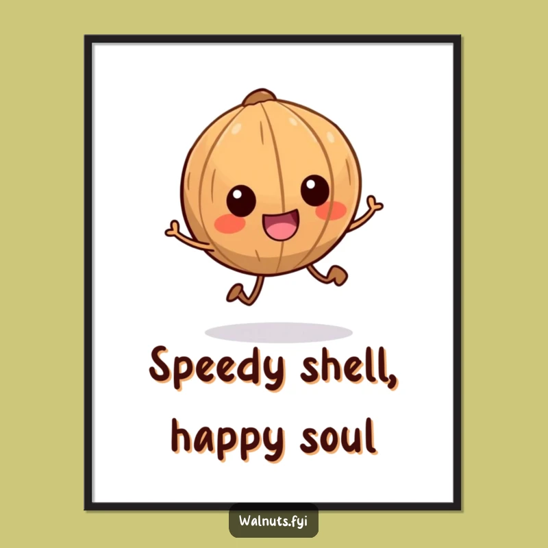 Funny Scampering Walnut Poster - Animated Humorous Wall Art