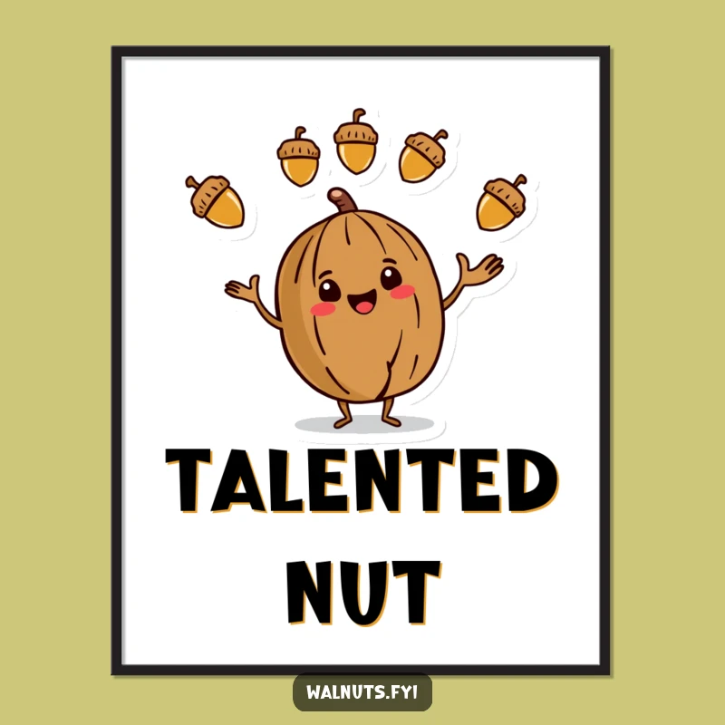 Juggling Walnut Poster - Whimsical Art for a Funny Space!
