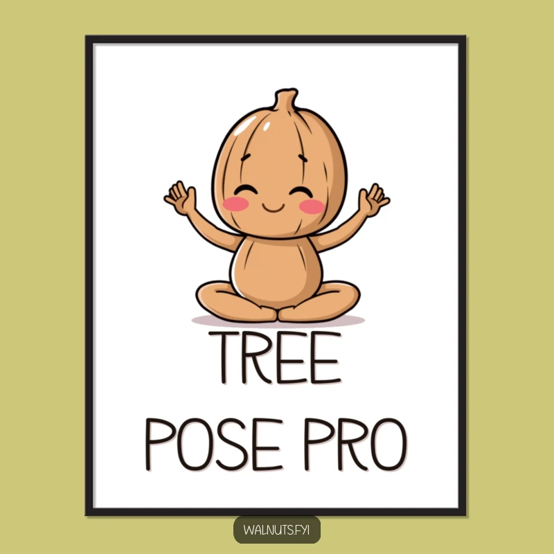 Funny Yoga Walnut Poster: Serene Art for a Peaceful Space