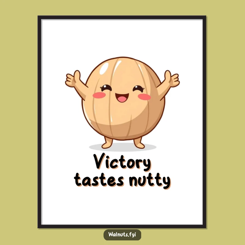 Funny Walnut Victory Poster: Triumphant Nut Art, Hilarious Wall Decor, Gift Idea