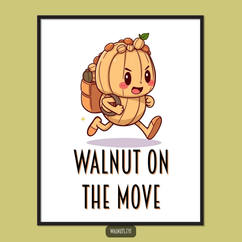 Funny Walnut Runner Poster: Motivational Art for Determined Souls, Unique Humorous Gift