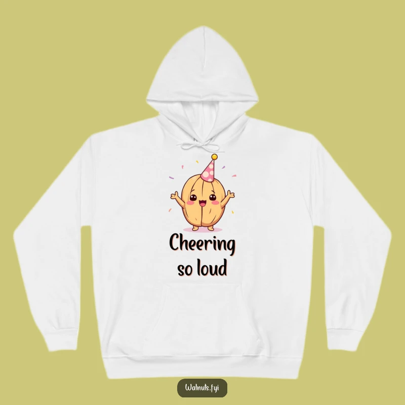 Cozy Funny Kawaii Party Walnut Hoodie - Delighted Cheering Warmth