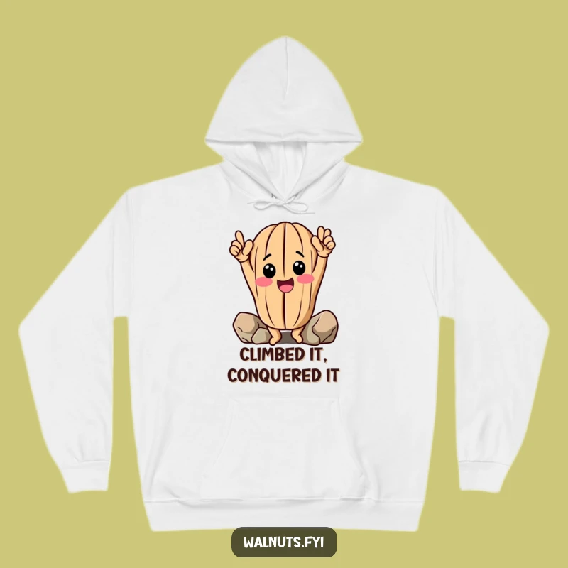 Funny Walnut Hoodie: Cozy Climbing Nut Design, Hilarious Gift for Achievers