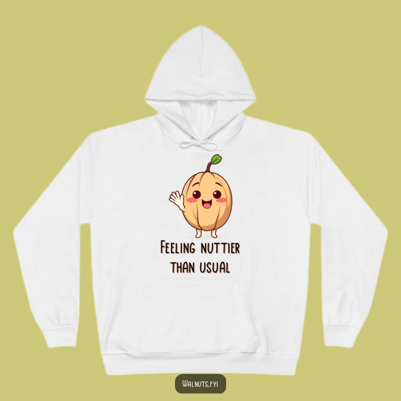Cozy Funny Waving Walnut Hoodie a Friendly Character Sweatshirt Gift
