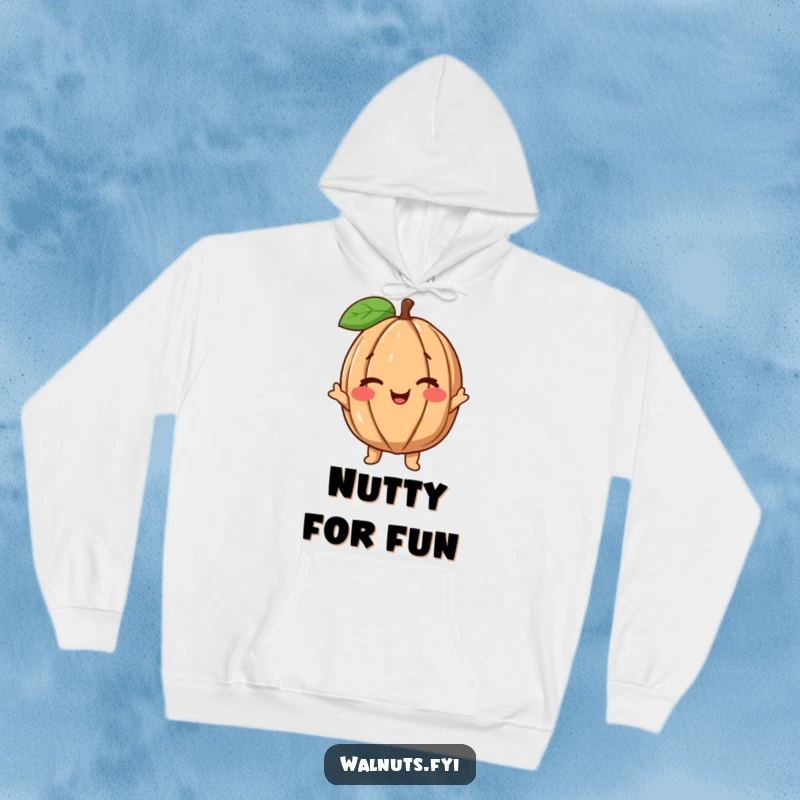 Funny Wink Walnut Hoodie showcasing a joyful walnut character giving a friendly wink, perfect for cozy, humorous wear.