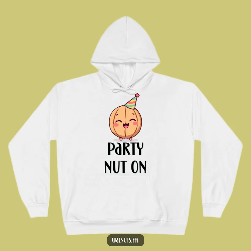 Funny Walnut Party Hoodie: Cozy Winking Nut Sweatshirt, Celebration Comfort, Perfect Funny Gift