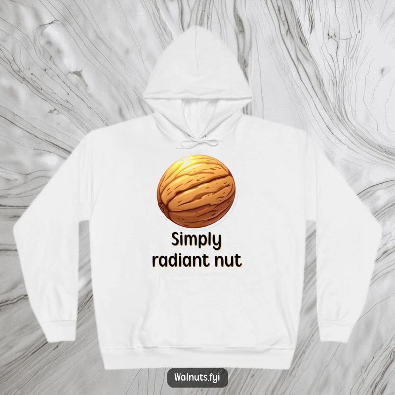 Funny hoodie showcasing a walnut with a luminous aura, perfect for cozy, mystical moments.