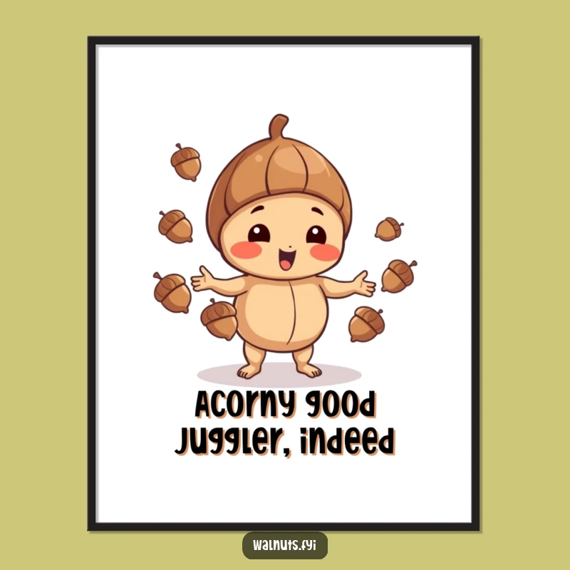 Funny Free Printable Walnut Wall Art: Juggling Acorns Decor - Downloadable Art
