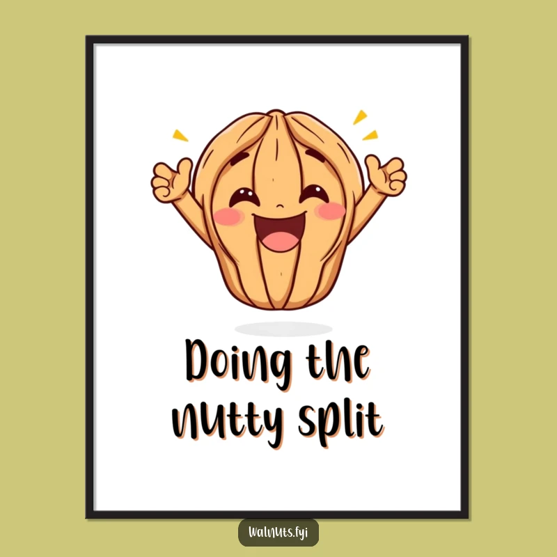 Funny Free Printable Wall Art: Triumphant Kawaii Walnut, Joyful Downloadable Decor!