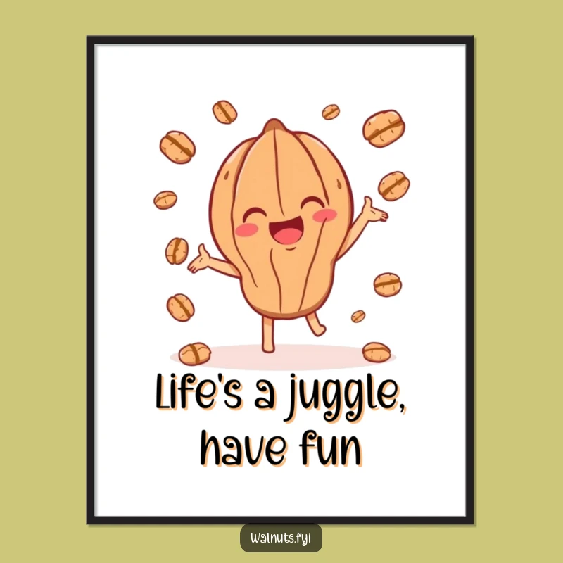 Free Printable Juggling Walnut Wall Art - Playful Downloadable Decor Gift