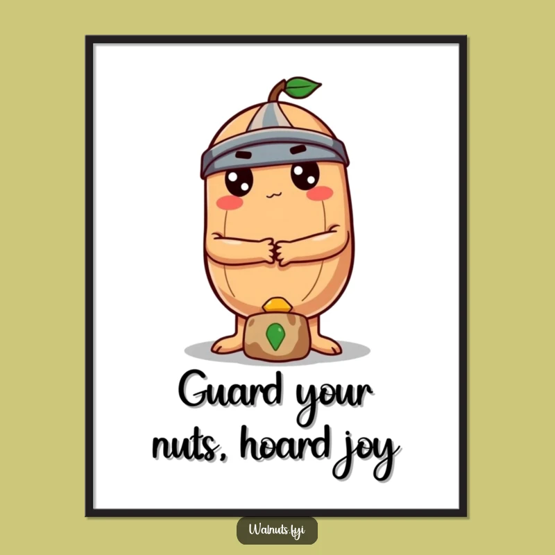 Free Printable Wall Art: Determined Brazil Nut Treasure Guardian, Humorous Downloadable