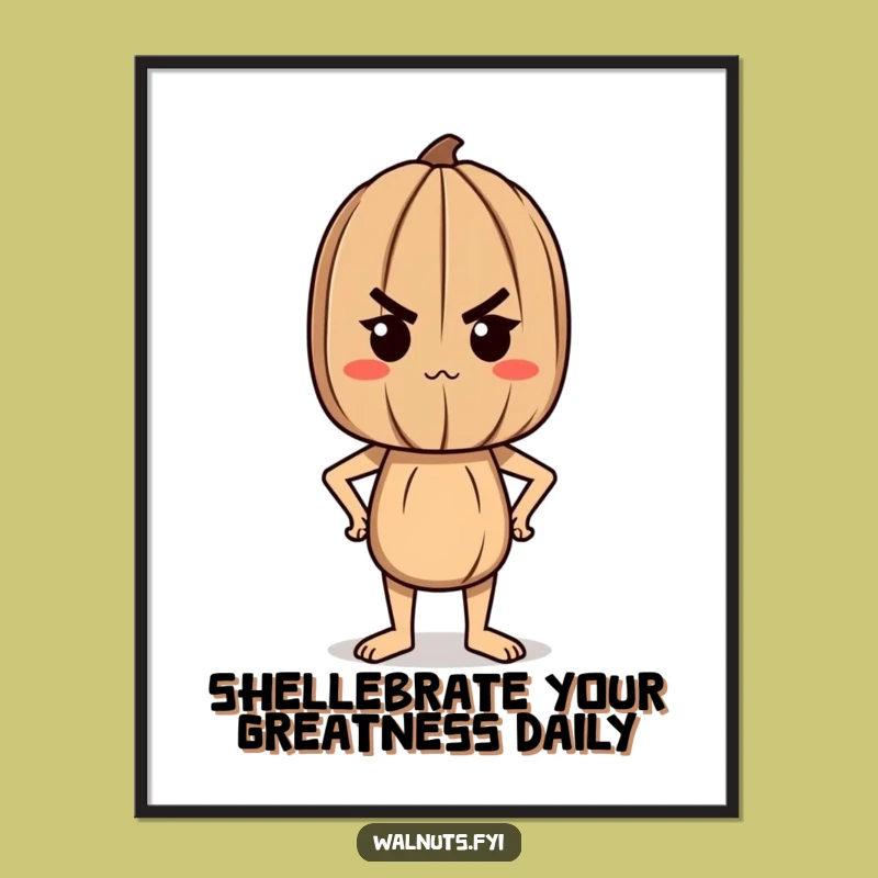 Free Printable Wall Art: Determined Walnut Power Funny Downloadable Art Gift