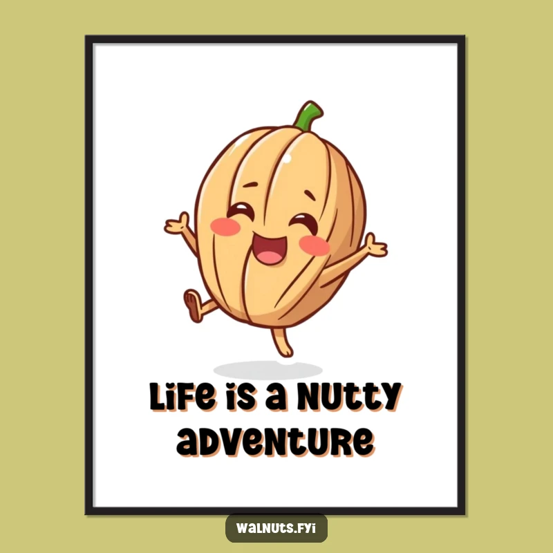 Free Printable Wall Art: Flipping Walnut Character - Funny Downloadable Decor for a Cheerful Space