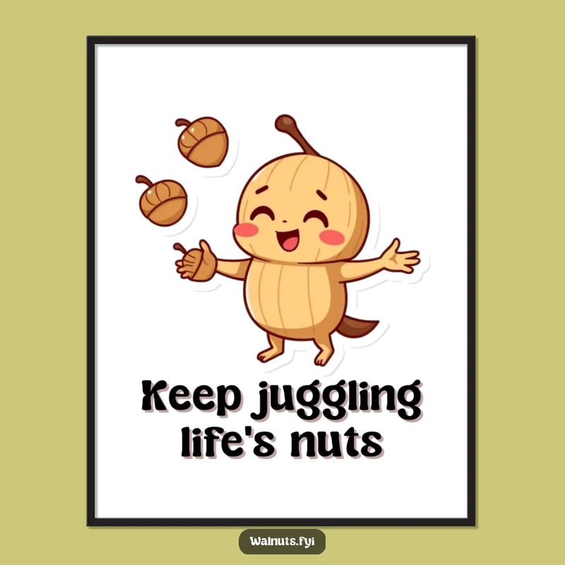 Free Printable Wall Art: Funny Walnut Juggling Acorns Art!