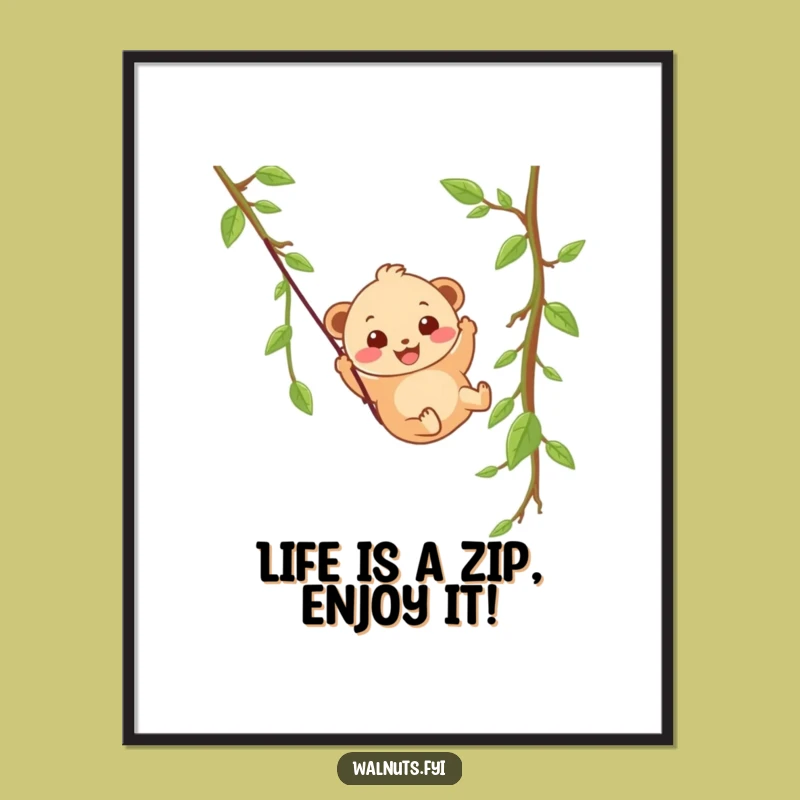 Free Printable Wall Art: Happy Hazelnut Zipline Adventure, Humorous Downloadable Decor