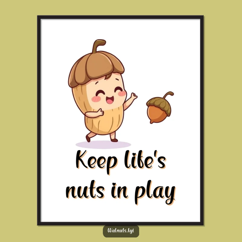 Free Printable Wall Art: Juggling Walnut Character - Funny Downloadable Decor for a Playful Space