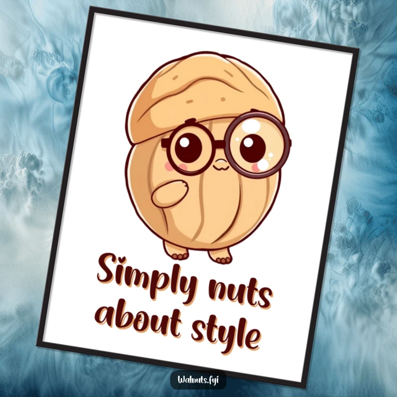 Funny Free Printable Wall Art: A posh kawaii walnut shell wearing a monocle looks distinguished and classy.