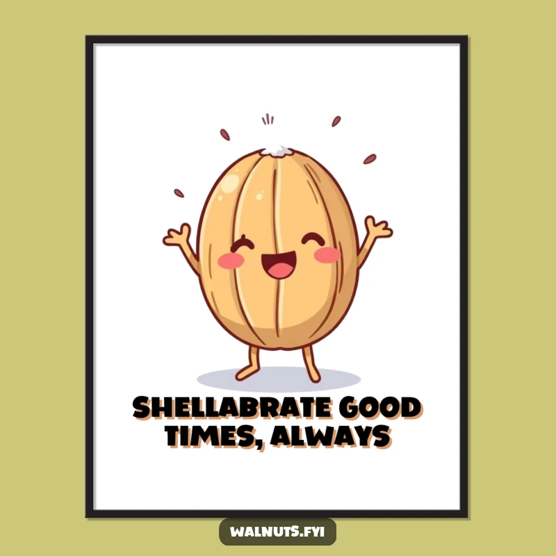 Funny Free Printable Wall Art: Happy Walnut Dancing, Downloadable Art Gift