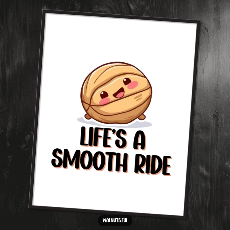 Funny Free Printable Wall Art: A playful walnut zooms down a surface with a look of pure joy.