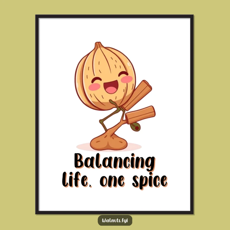 Funny Free Printable Wall Art: Thrilled Walnut Balancing Cinnamon, Downloadable Decor