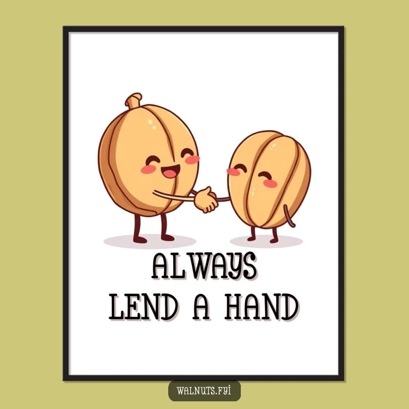 Funny Free Printable Wall Art: Walnut Friendship Handshake, Downloadable Art Gift