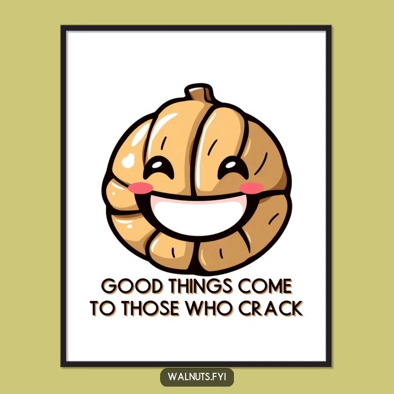 Free Printable Wall Art: Cheerful Walnut Smile Design, Downloadable Home Decor Gift