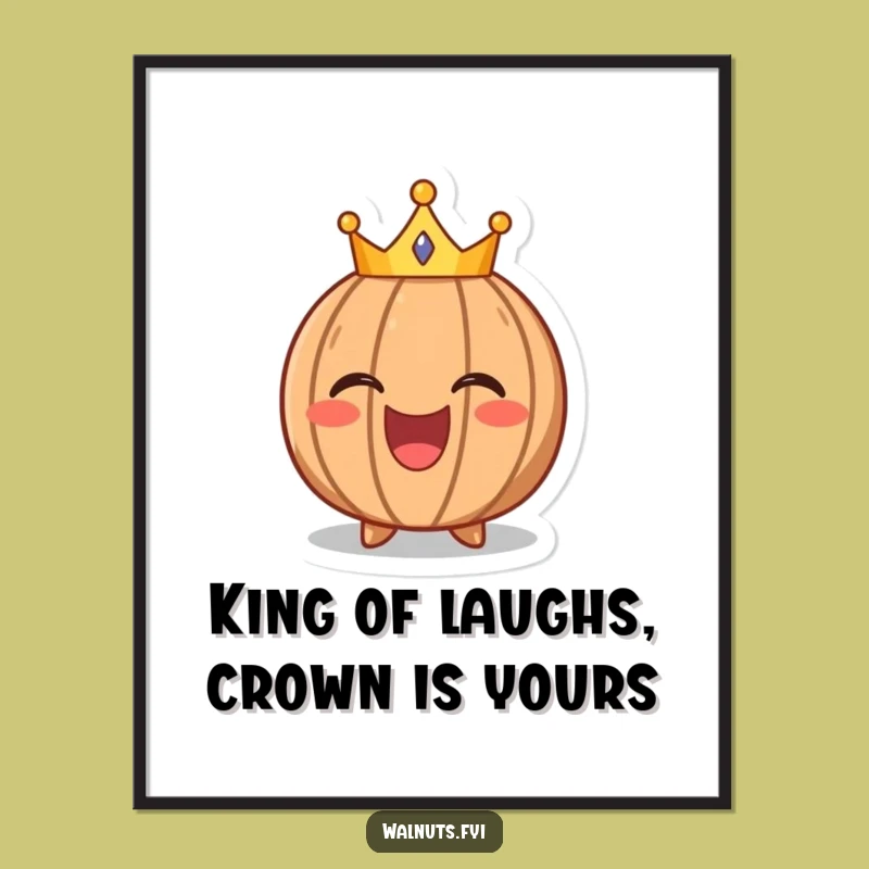Funny Free Printable Wall Art: Crowned Walnut Laughing Downloadable Art Gift