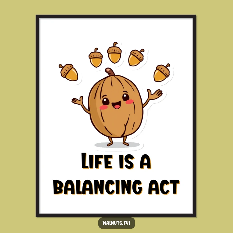 Free Printable Wall Art: Juggling Walnut, Acorns, Whimsical Decor Downloadable!
