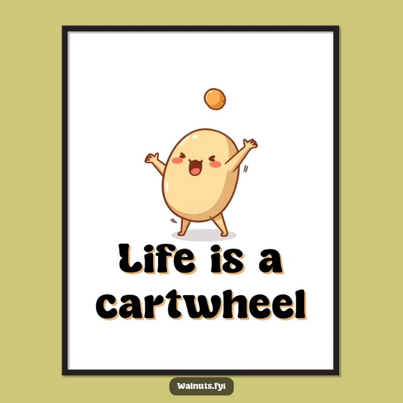 Free Printable Wall Art: Silly Nut Cartwheel Humorous Downloadable Decor
