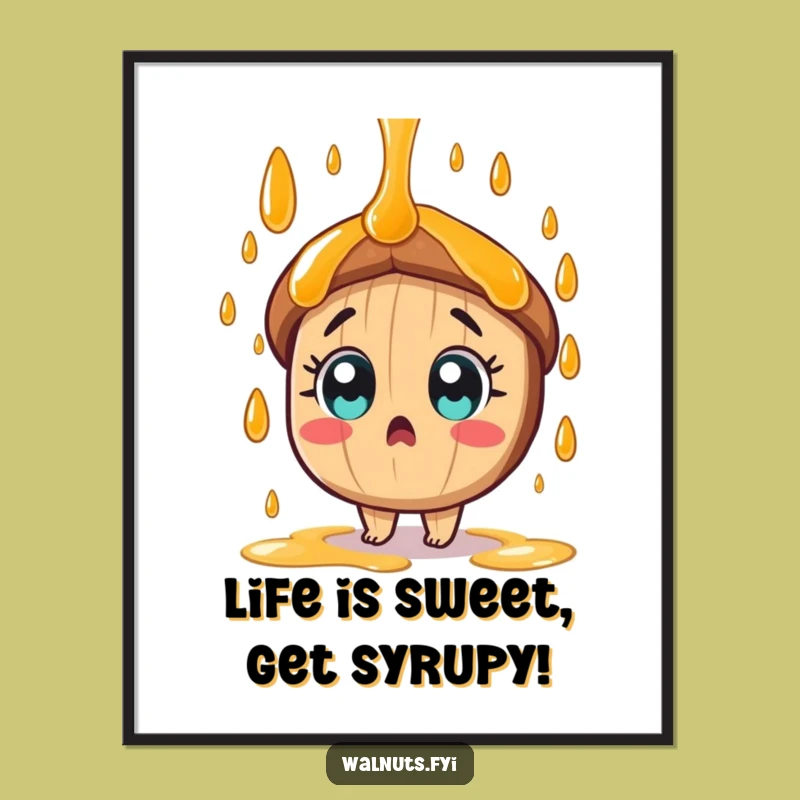 Free Printable Wall Art: Surprised Pecan Syrup Splash, Humorous Downloadable Decor