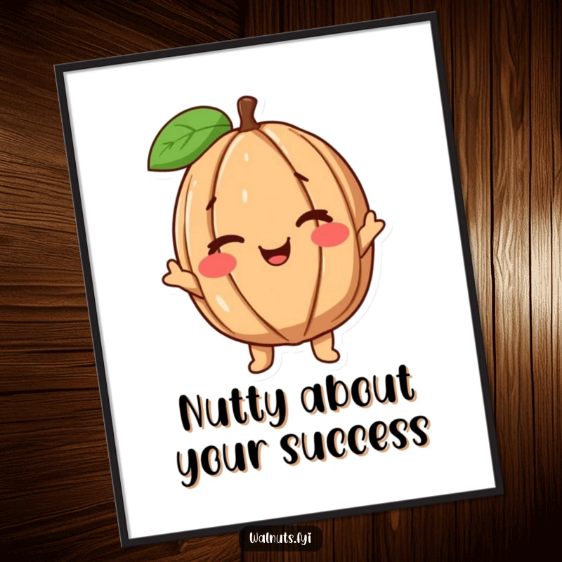 Funny Free Printable Wall Art: A playful walnut character with a mischievous wink, adding humor to any room. Downloadable art.