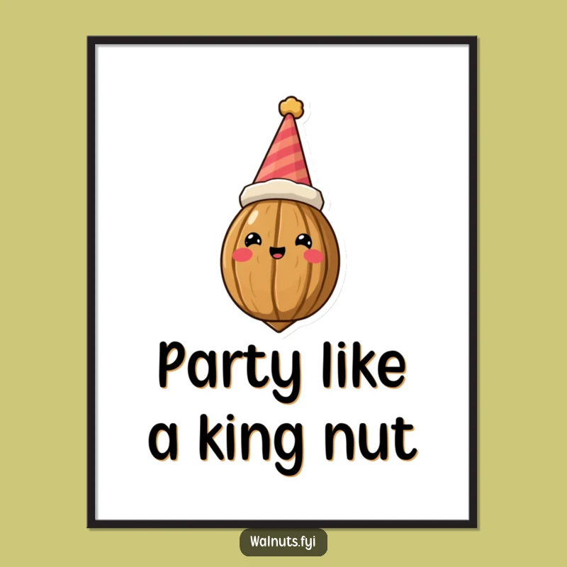 Free Printable Wall Art: Funny Crowned Walnut, Silly Hat, Quirky Home Decor Downloadable!