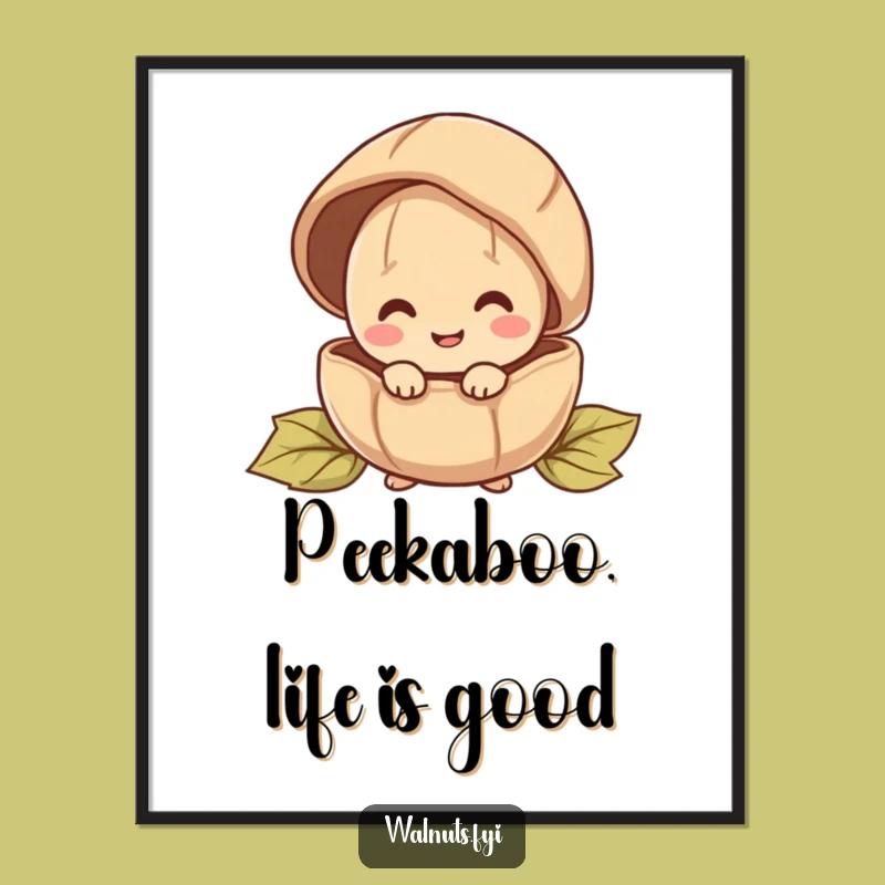 Free Printable Peeking Walnut Wall Art - Cute Downloadable Decor Gift